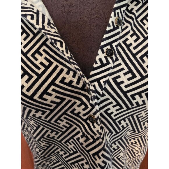 Talbots Womens Geometric Print Polo Shirt Size L Cotton & Modal - Picture 2 of 7